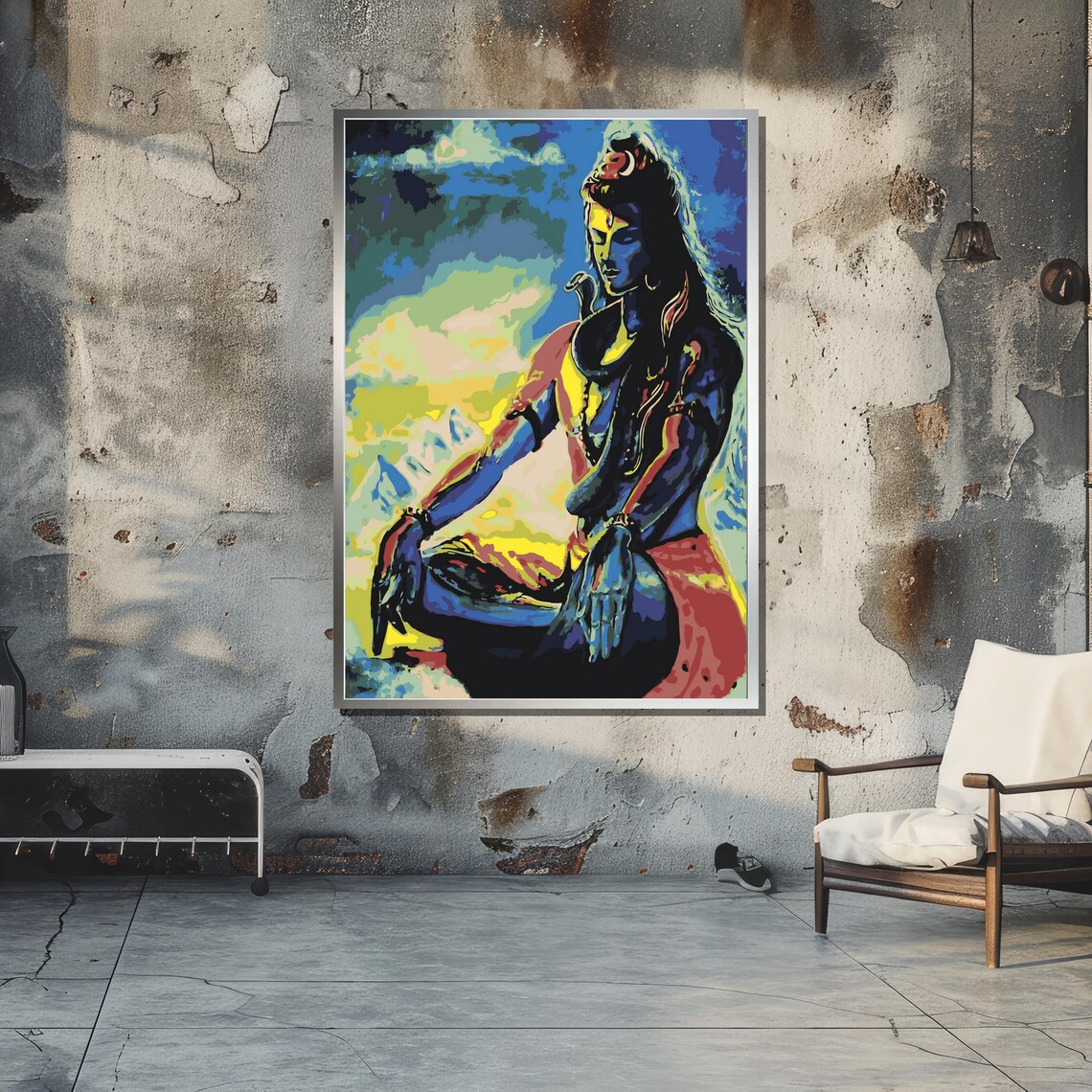 Lord Shiva Meditation Art, Abstract Spiritual Artwork - Image 5