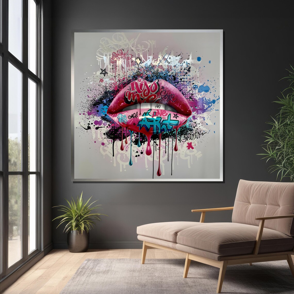 Graffiti Lips, Colorful Pop Art Wall Art - Image 4