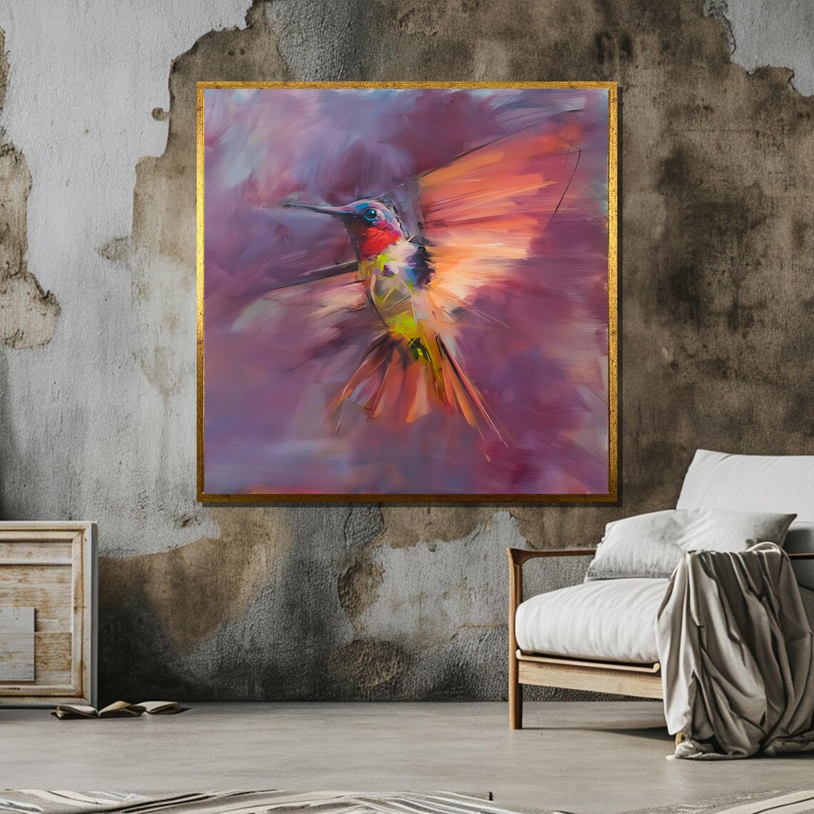 Hummingbird Art Print, Abstract Expressionist Nature - Image 6