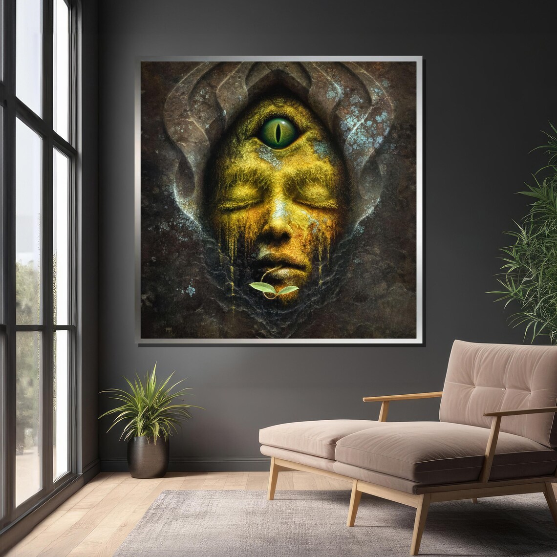 Surreal Face With Third Eye, Mystical Abstract Art - Image 4