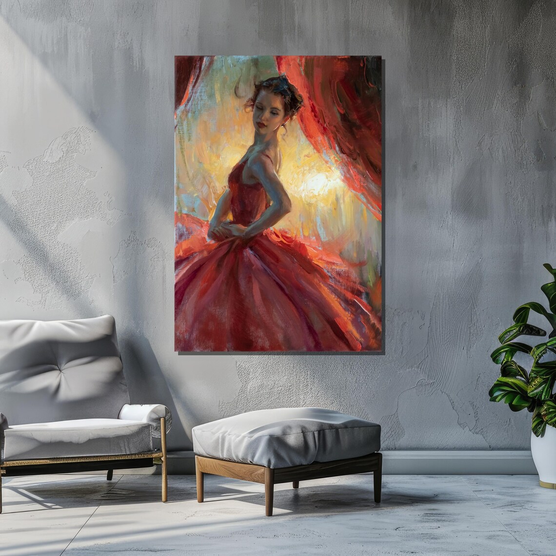 Elegant Woman In Red Gown, Romantic Art Print - Image 5