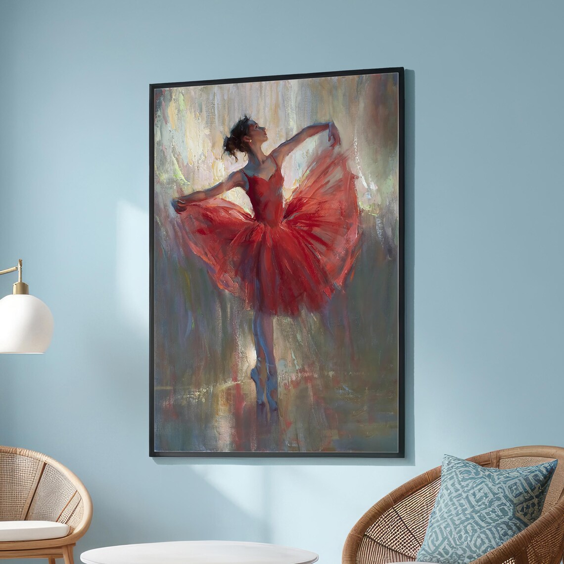 Elegant Ballerina In Red Tutu, Dance Artwork