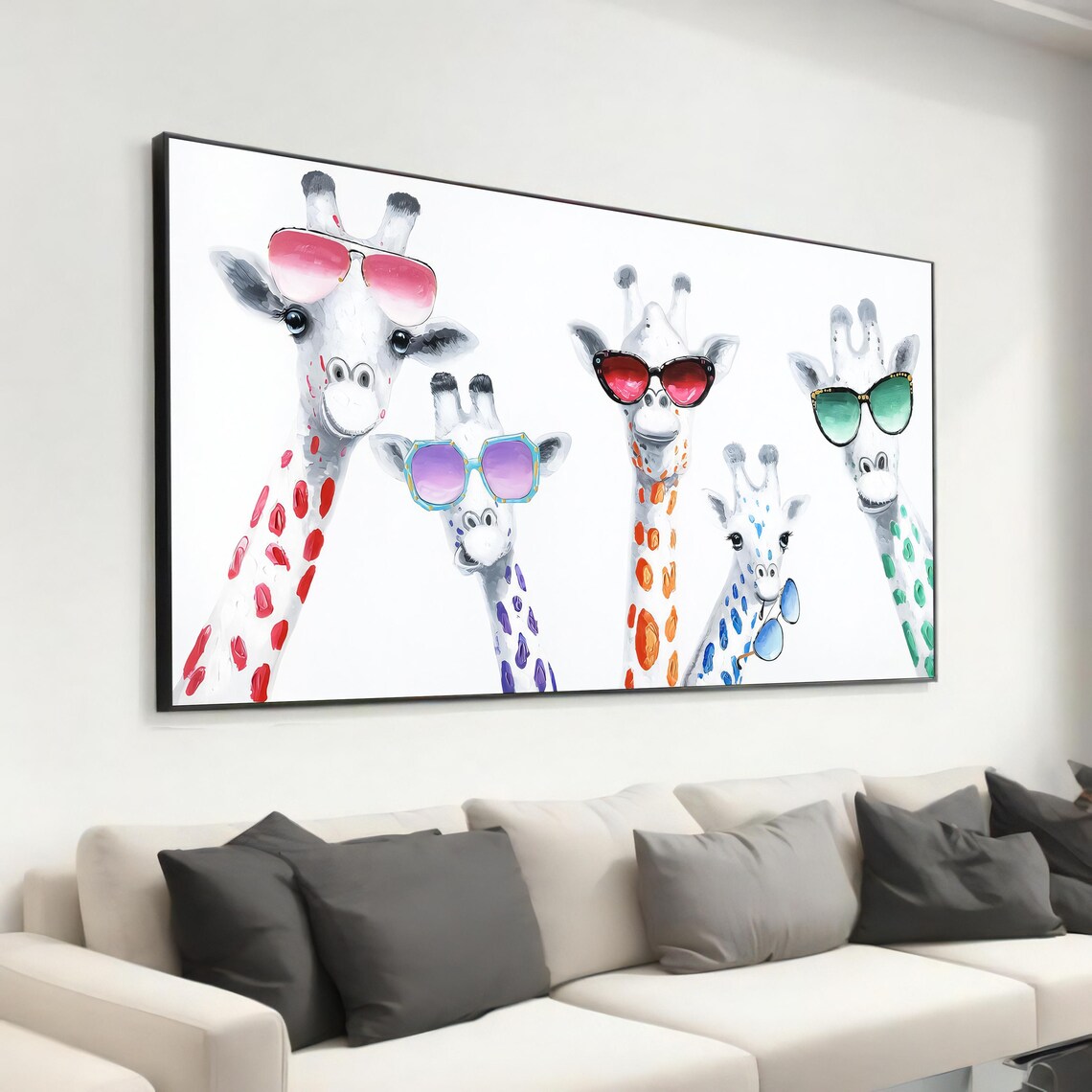 Colorful Giraffes - Traditional Travel Poster
