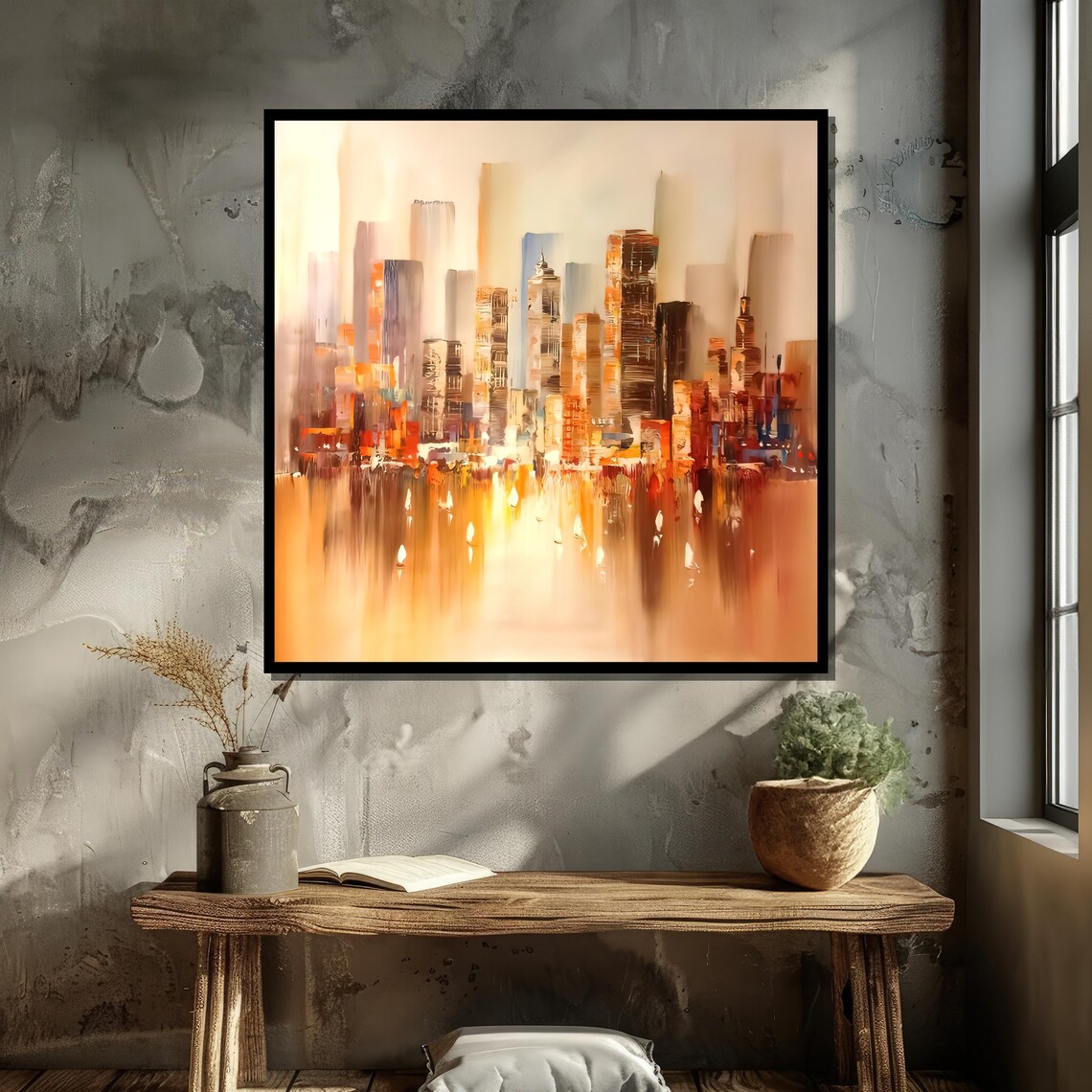 Abstract Cityscape, Contemporary Skyline Wall Art - Image 6