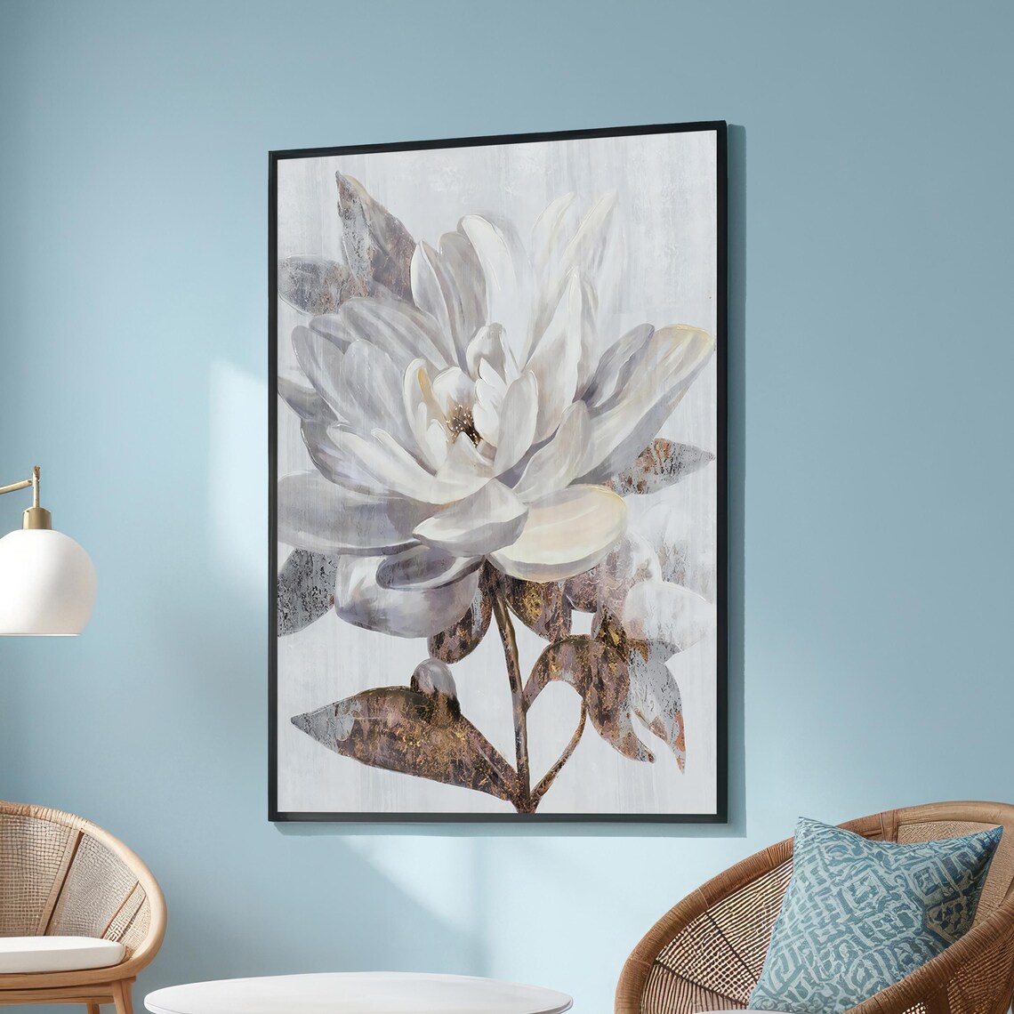 White Flower Art Print, Elegant Floral Botanical