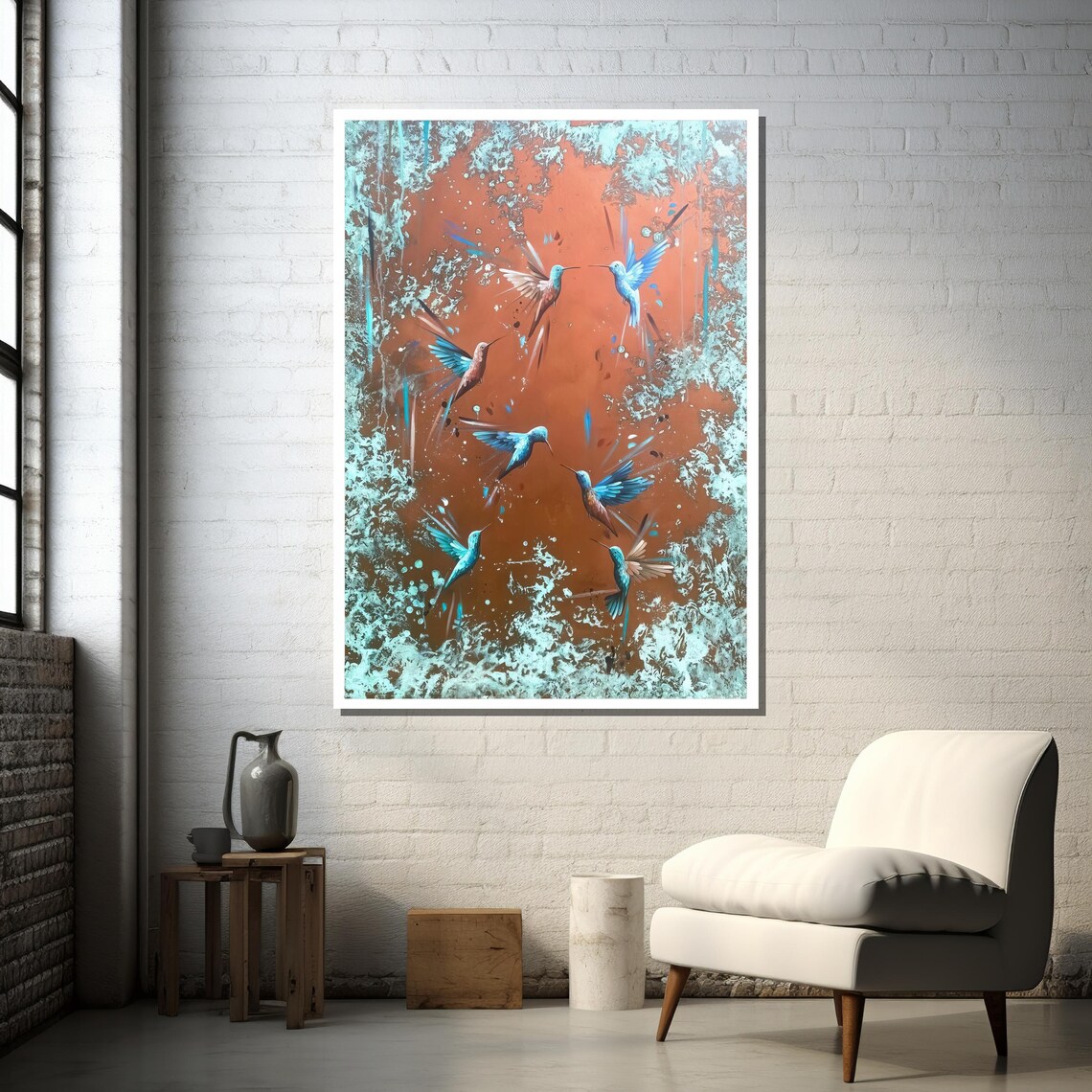 Abstract Hummingbird Art Print, Modern Wildlife Decor - Image 5