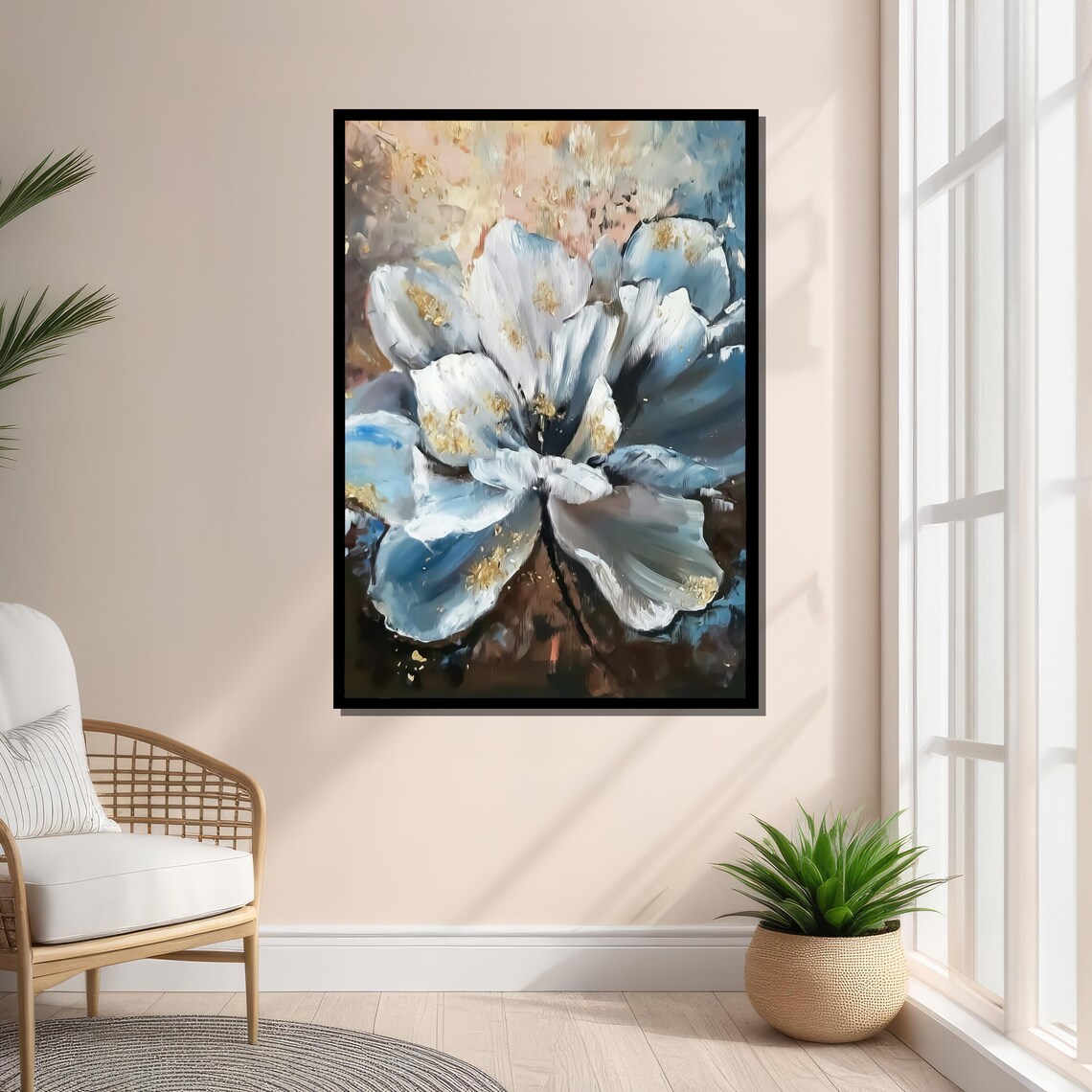 Abstract White Flower, Impressionist Floral Art Print - Image 4