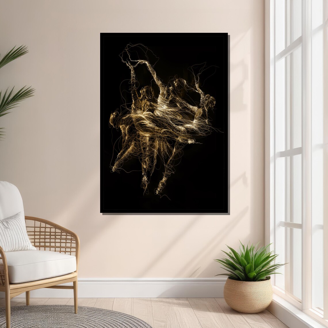 Golden Abstract Dance, Modern Ballet Dancer Light Lines - Image 3