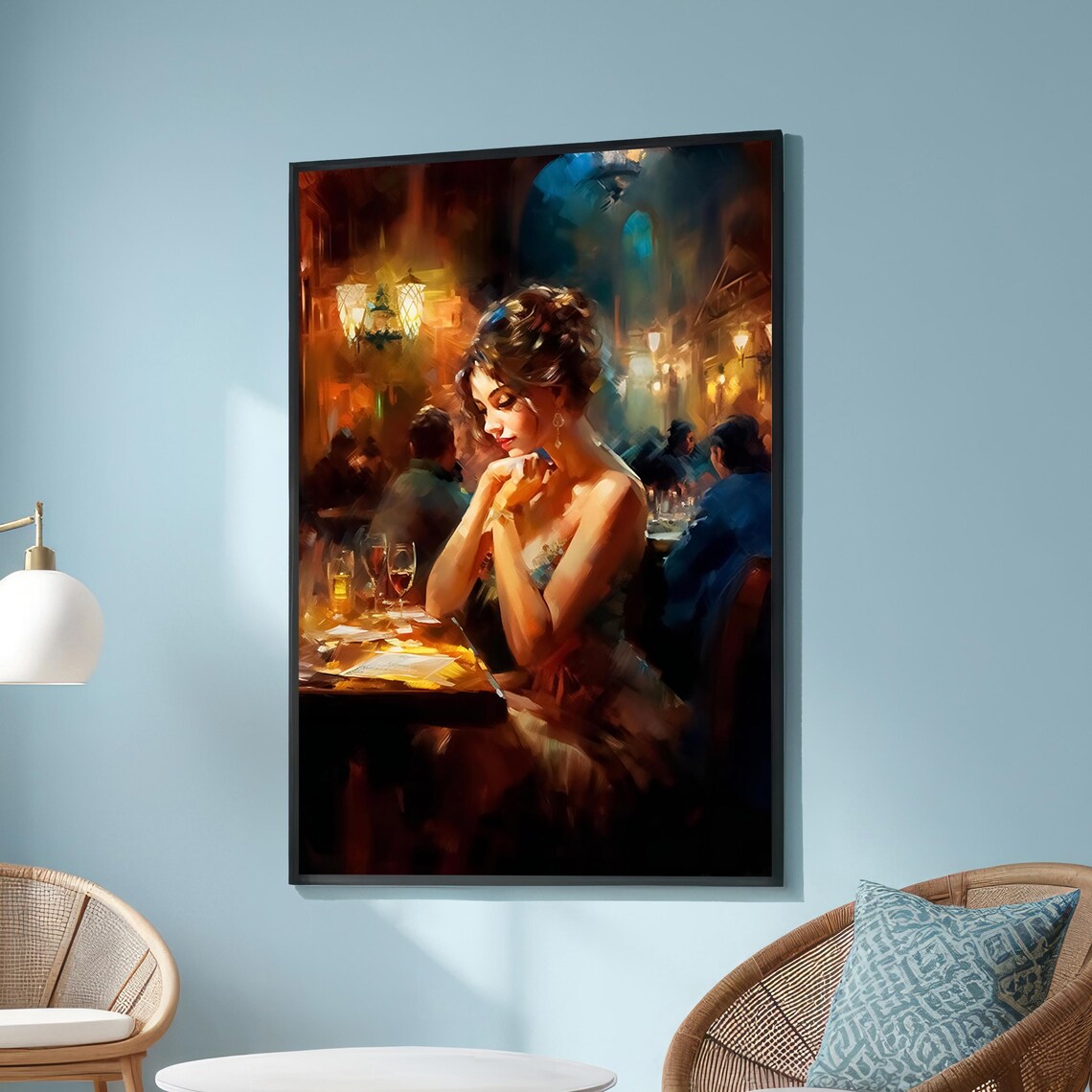 Romantic Evening Woman, Elegant Impressionist Scene
