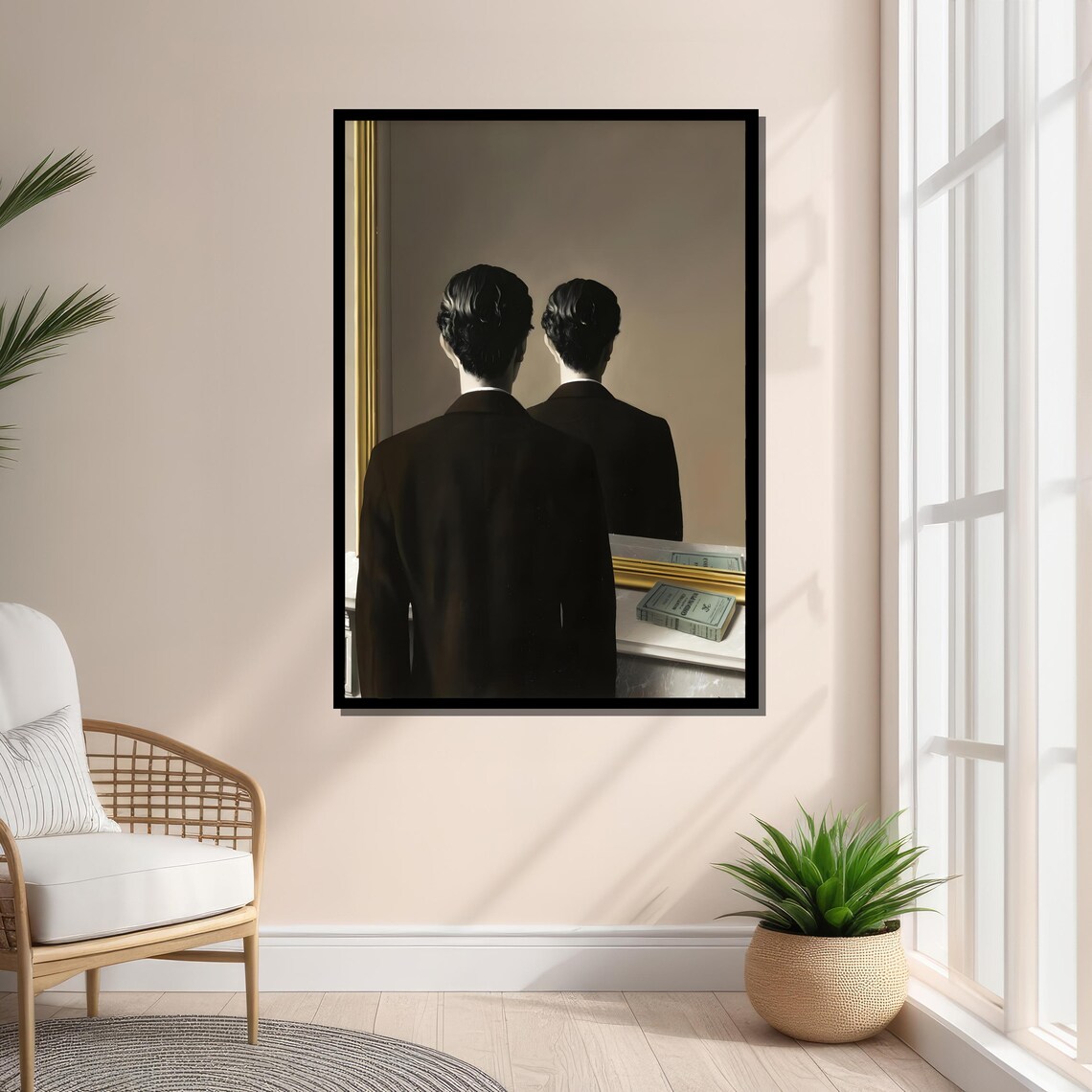 Ren Magritte Man In Mirror, Surrealist Art Print