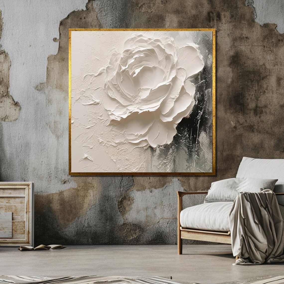 White Rose Art Print, Minimalist Floral Decor - Image 5