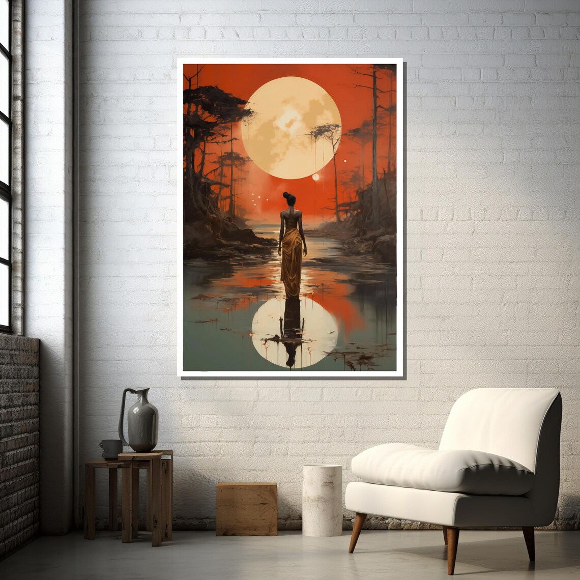 African Woman Surreal Fantasy Landscape Art Print - Image 3