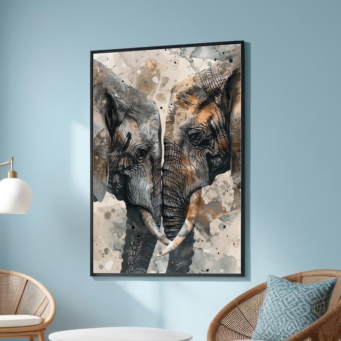 Elephant Love Watercolor Art Print, African Wildlife