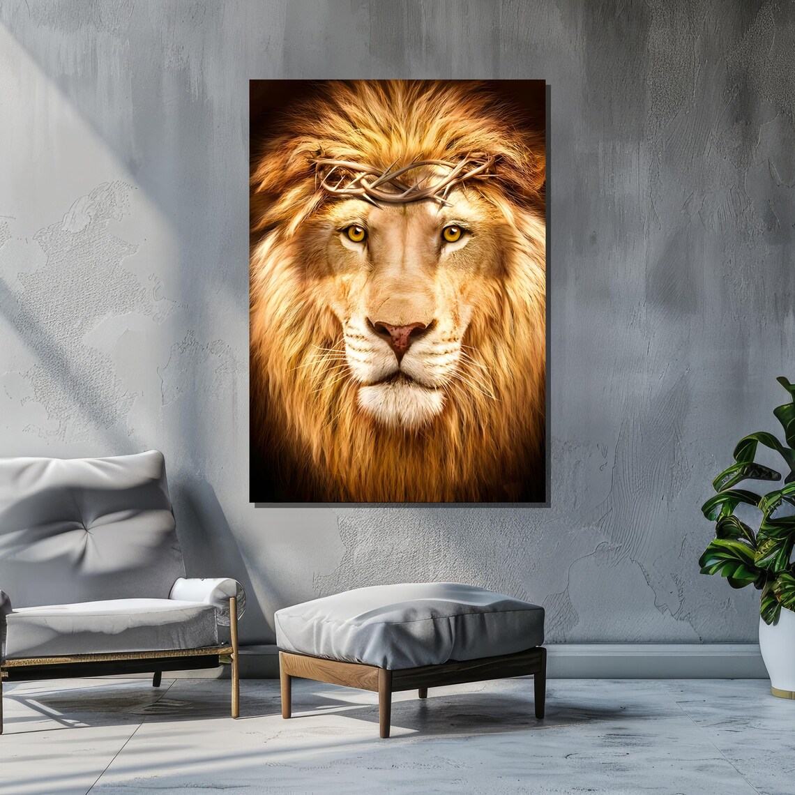 Lion With Crown Of Thorns Art, Majestic Wildlife - Image 6