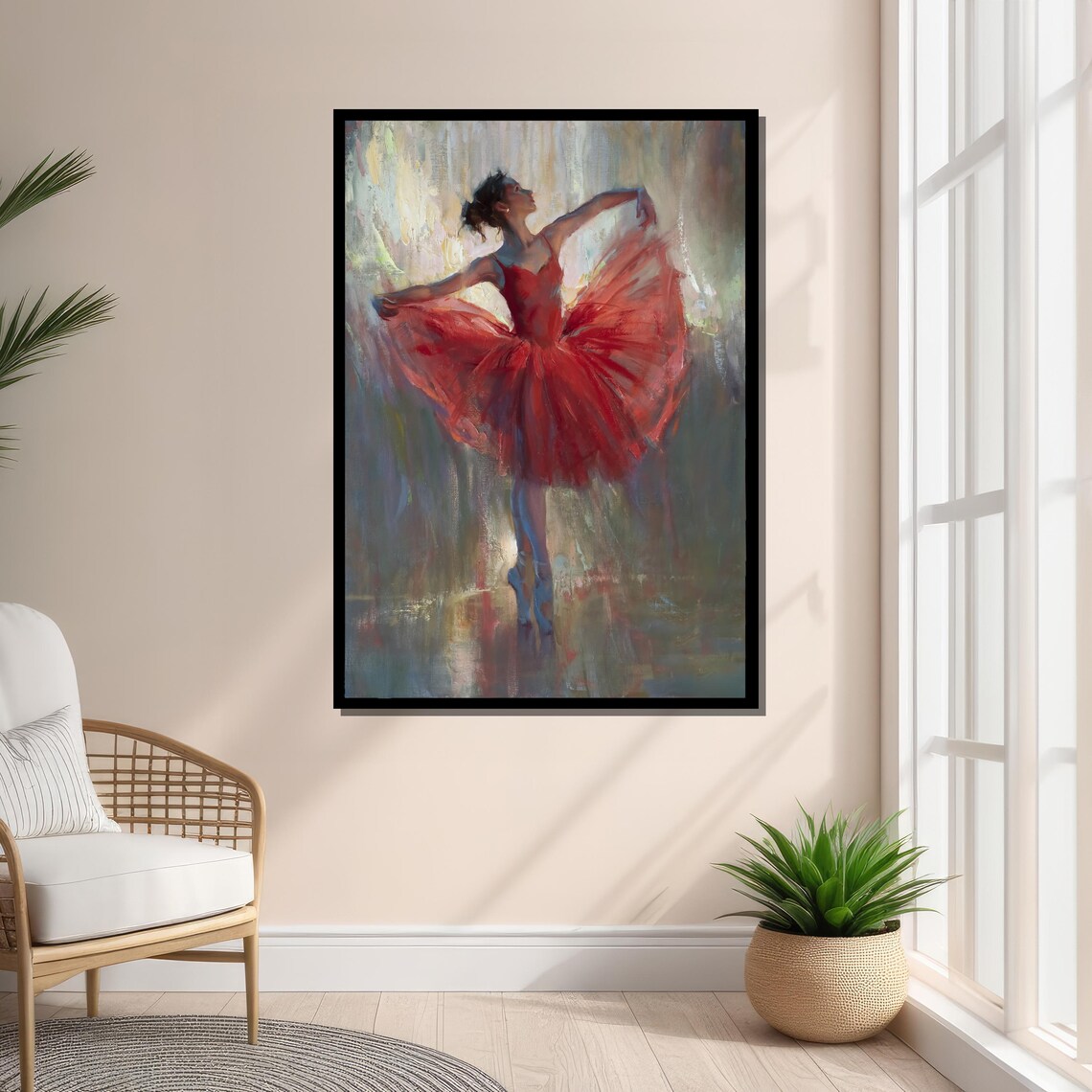 Elegant Ballerina In Red Tutu, Dance Artwork - Image 3