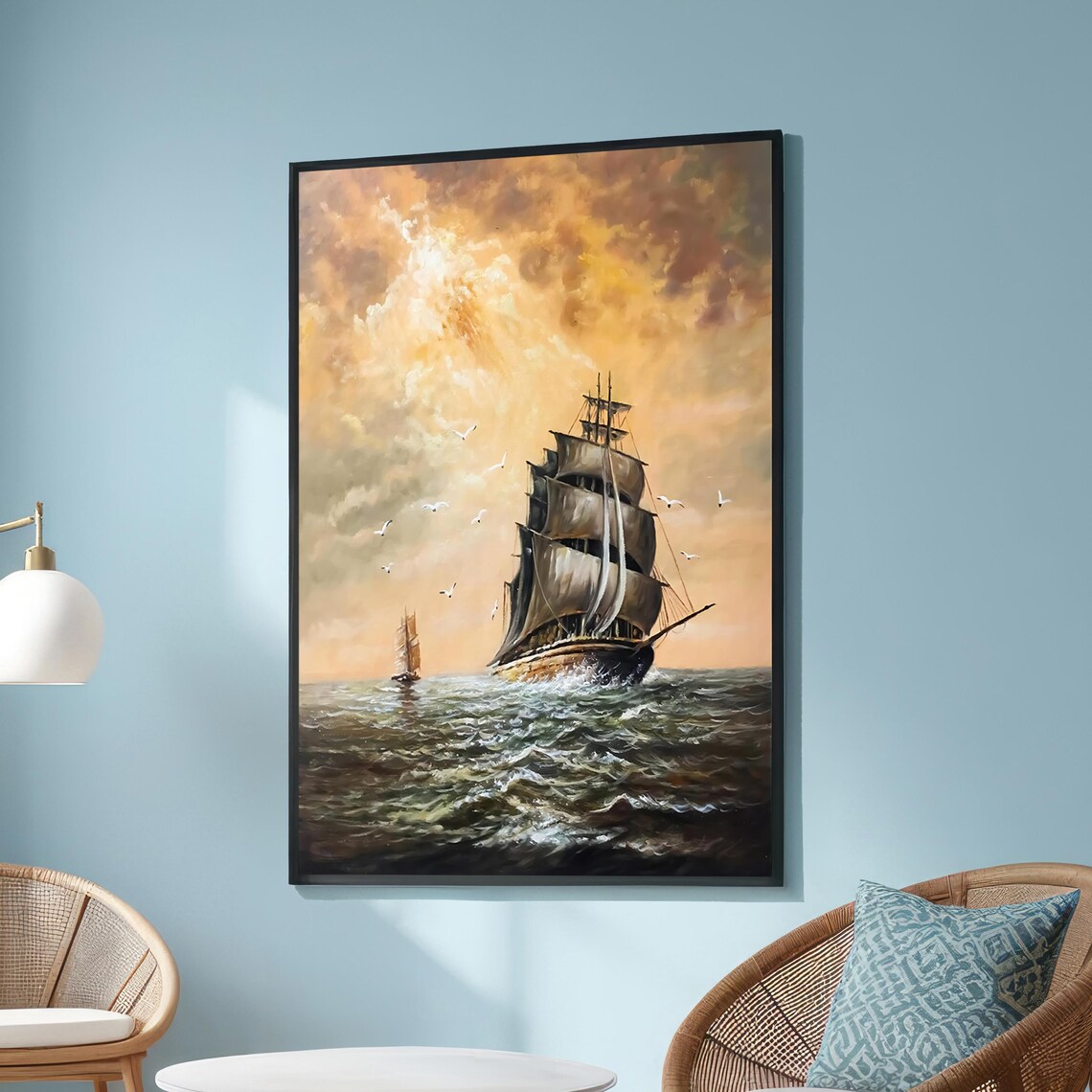 Grand Sailing Ship on Open Sea, Maritime Adventure