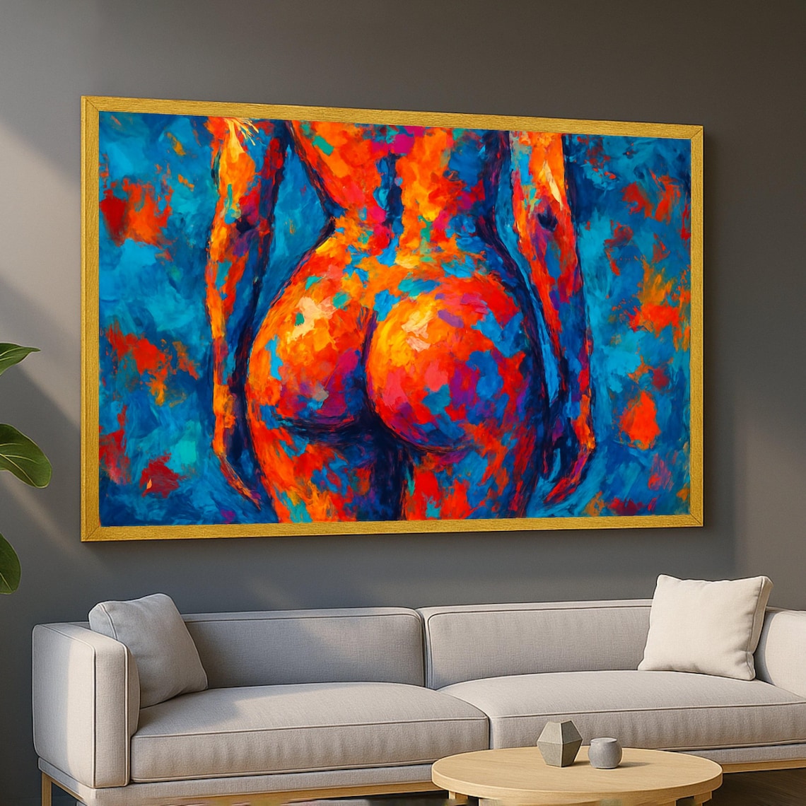Abstract Nude Figure Art Print, Modern Expressionist