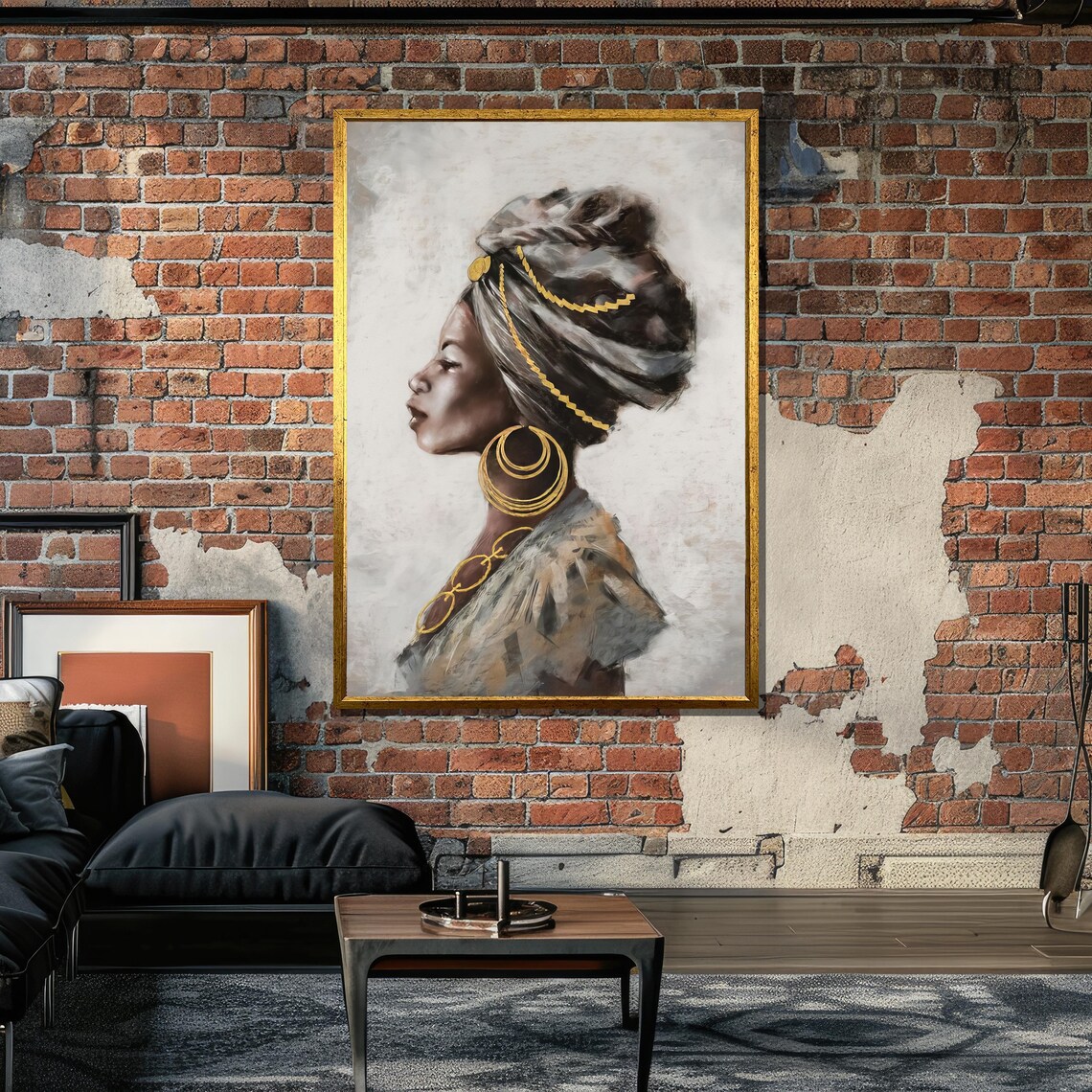 Elegant African Woman Portrait, Modern Ethnic Decor - Image 6