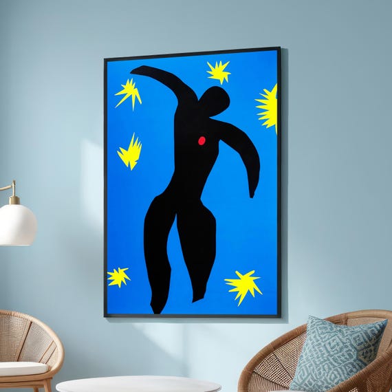 Jazz Canvas Print By Henri Matisse Bold Abstract Art Cutout Silhouette Blue And Black Wall Decor Iconic Modern Home
