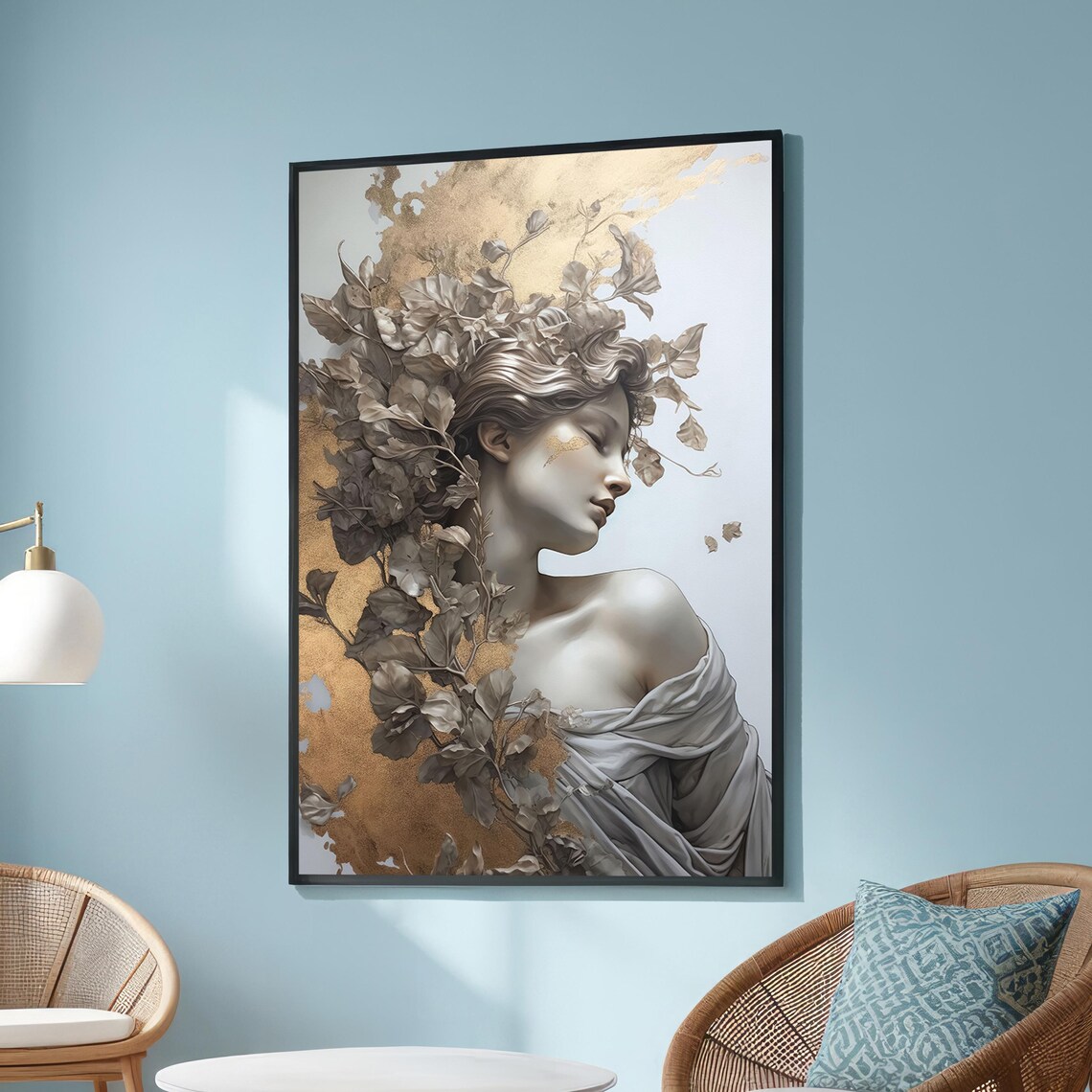 Elegant Woman With Leaves, Dreamlike Ethereal Art Print
