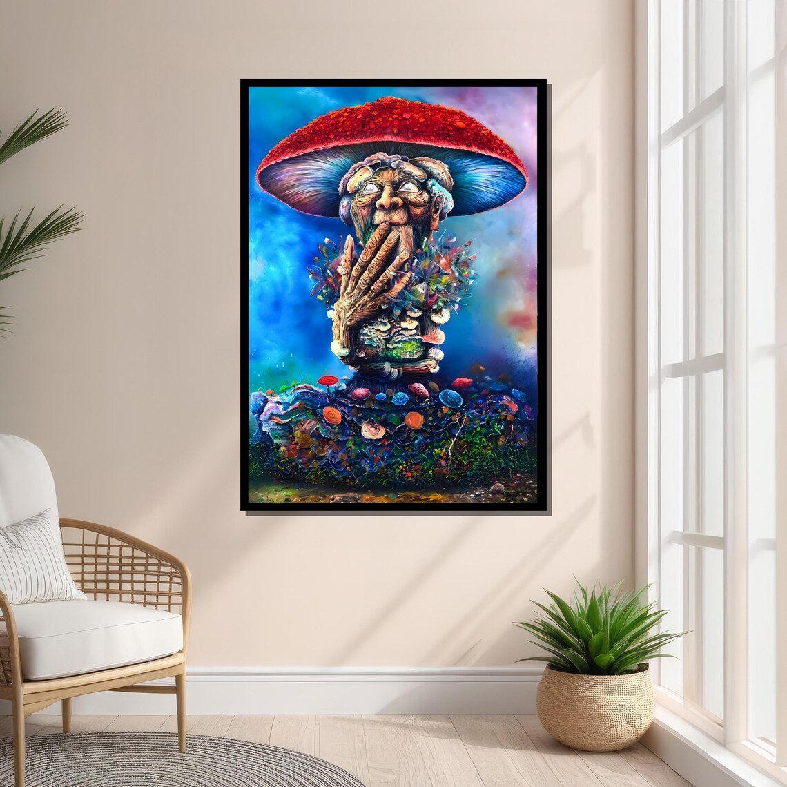 Surreal Mushroom Man, Psychedelic Fantasy Art - Image 4