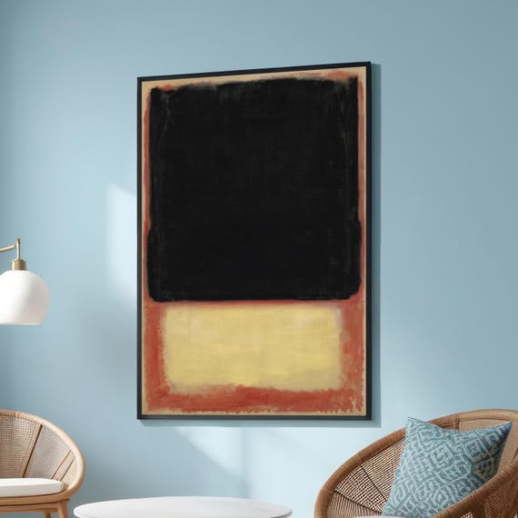 Large Mark Rothkoinspired Abstract Canvas Bold Black And Pale Yellow Color Block Art Minimalist Expressionist Wall Decor