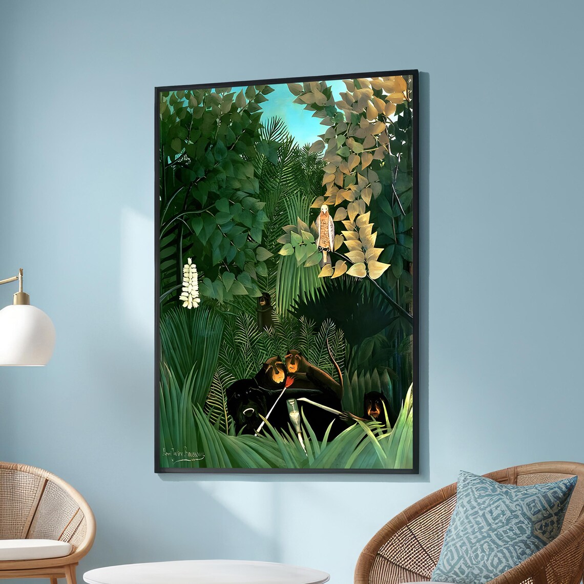 Henri Rousseau Tropical Forest with Monkeys Jungle Art Poster Decor