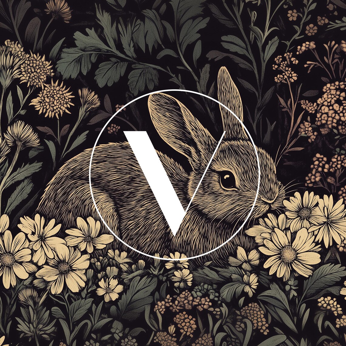 Vintage Easter Bunny Flowers Art Print, Spring Decor - Image 2