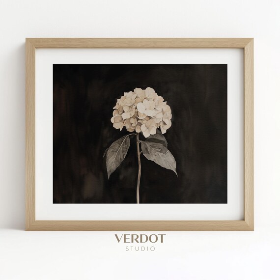 Spring Flower Print Vintage Hydrangea Floral Painting Wall Art Dark Moody Botanical Easter Print Spring Decor 25024