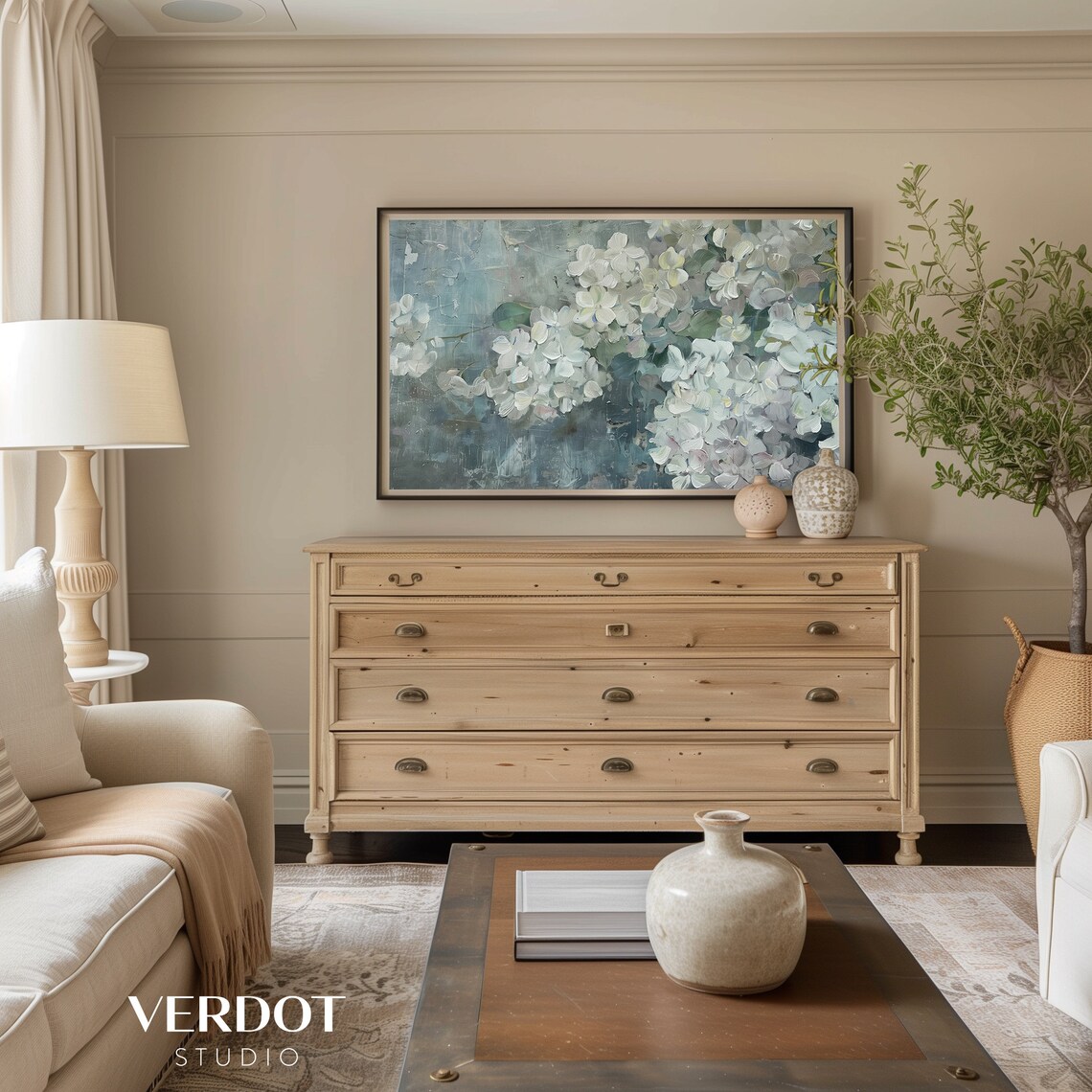 Blue Hydrangea Vintage Style Floral Art Print - Image 3