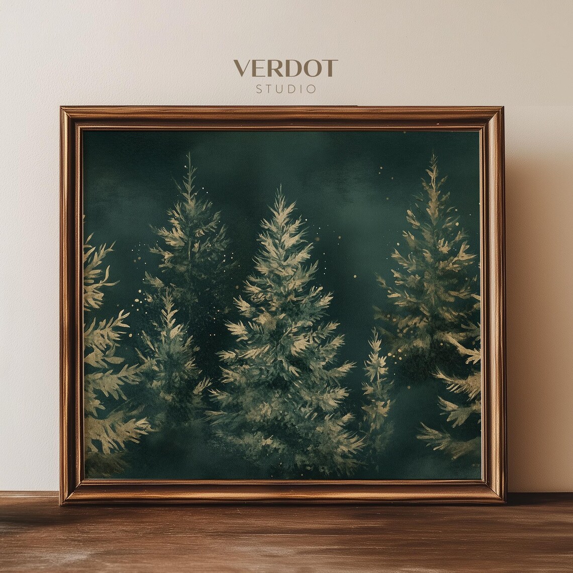 Vintage Christmas Print, Green Winter Forest Art Print - Image 4