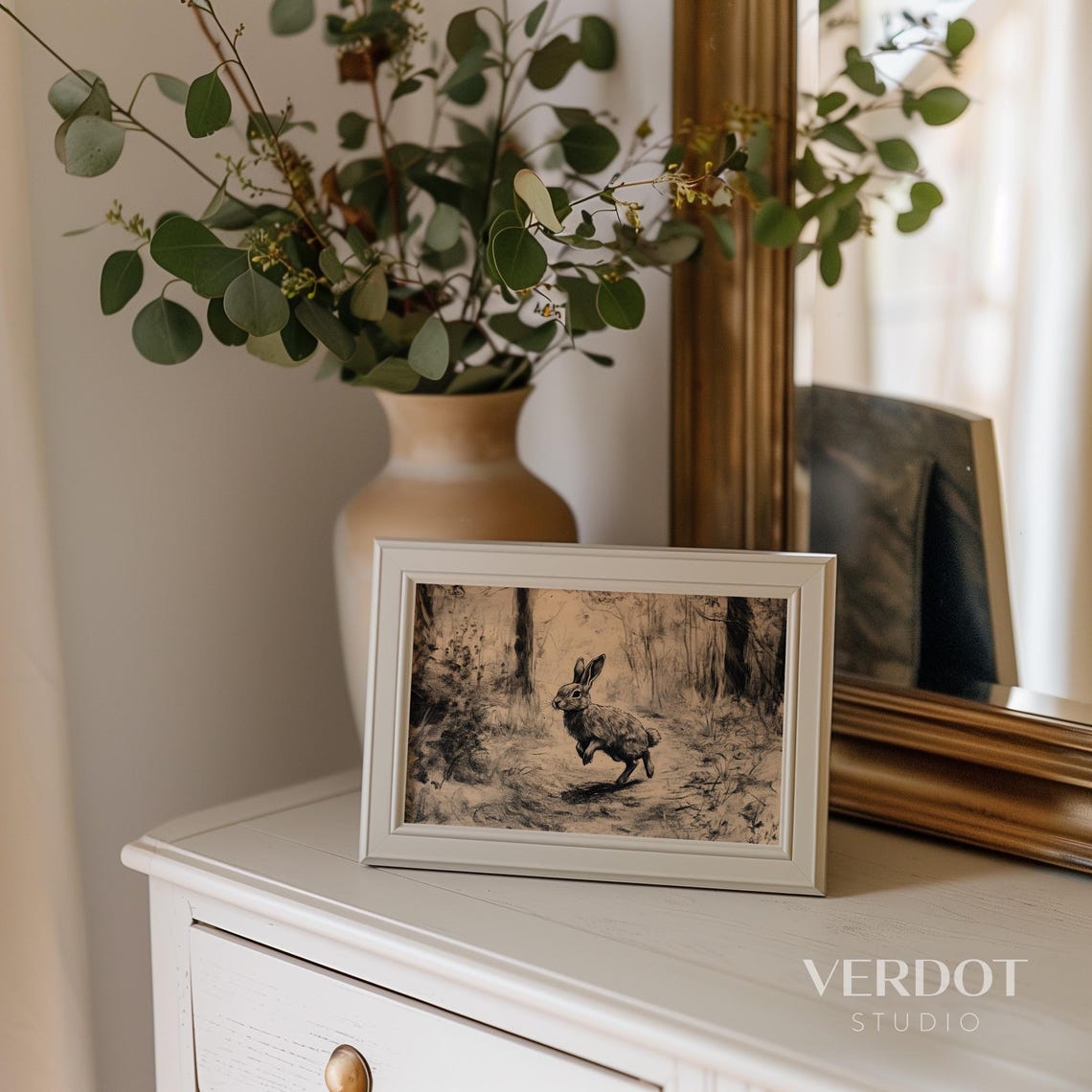 Vintage Easter Bunny Sketch, Art Print - Image 3
