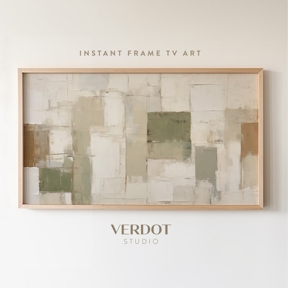 Rustic Green Abstract Winter Geometric Art Print