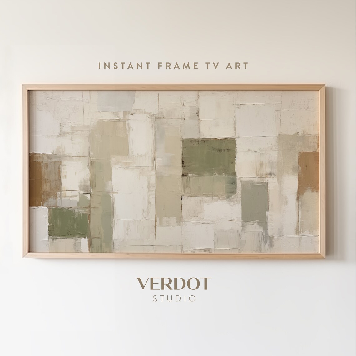 Rustic Green Abstract Winter Geometric Art Print