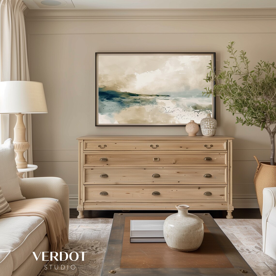 Abstract Beach Painting, Coastal Modern Seascape Art Print - Image 2