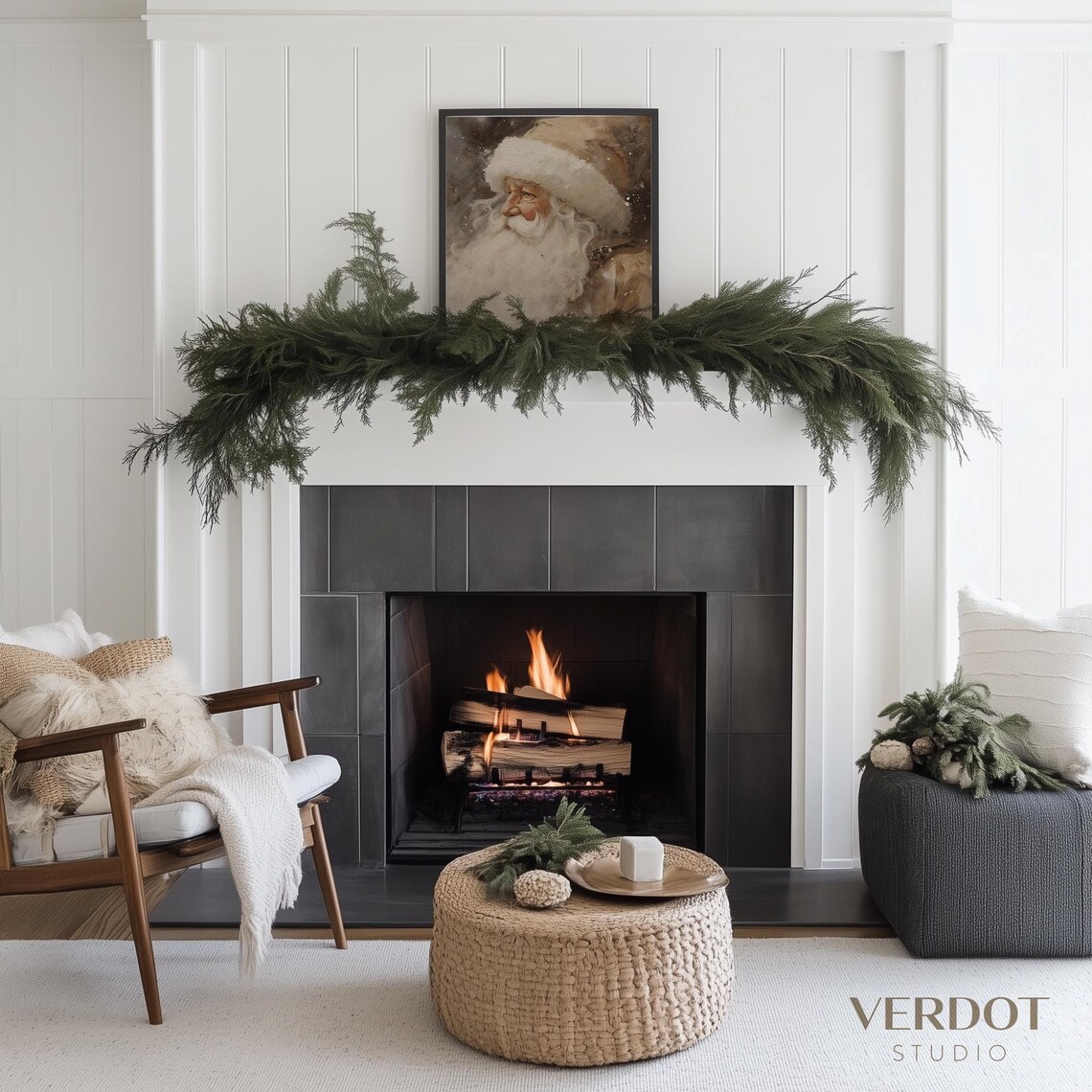 Vintage Santa Claus Christmas Wall Art, Rustic Decor - Image 2