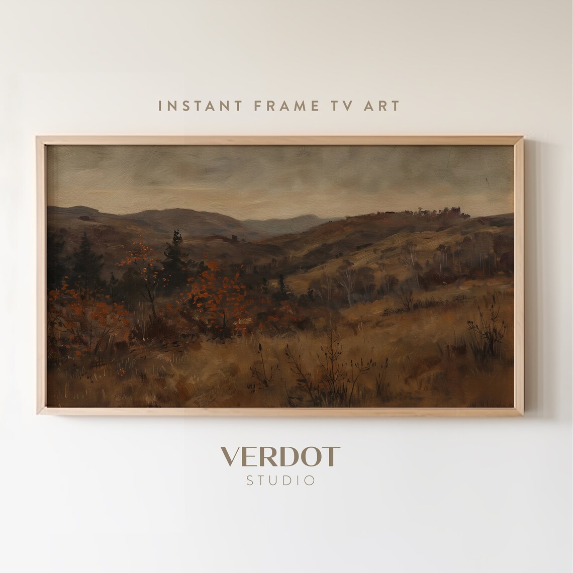 Rustic Dark Fall Landscape, Vintage Autumn Art Print