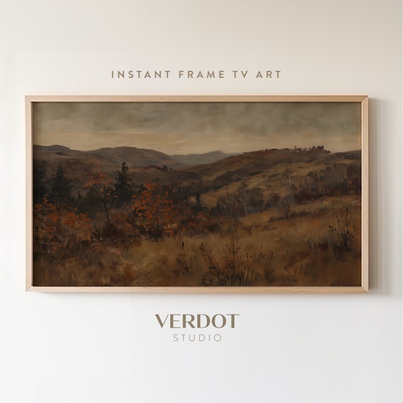 Rustic Dark Fall Landscape, Vintage Autumn Art Print