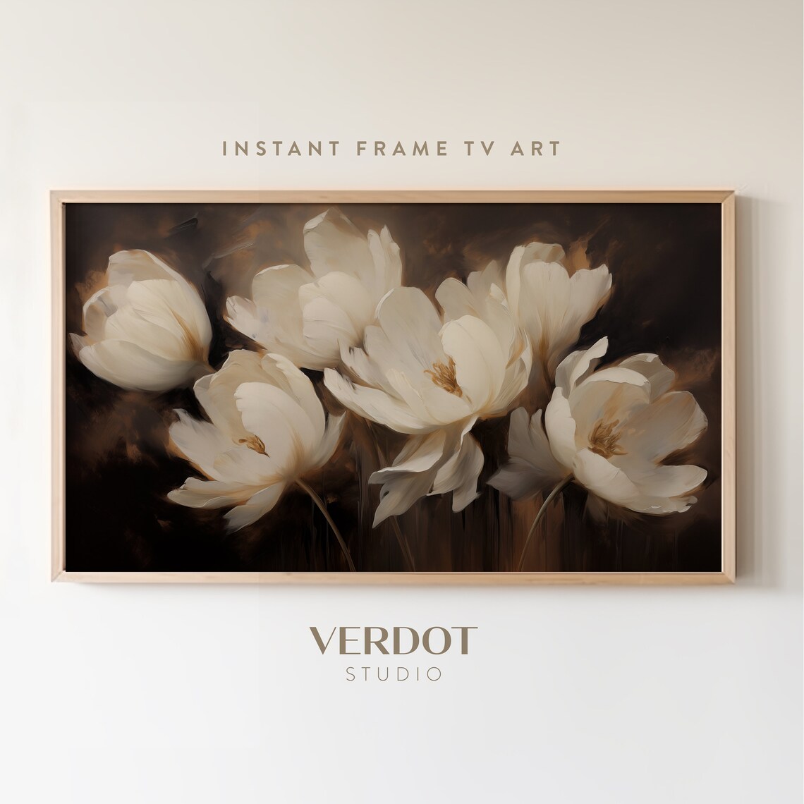Spring Tulips Neutral Vintage Floral Art Print