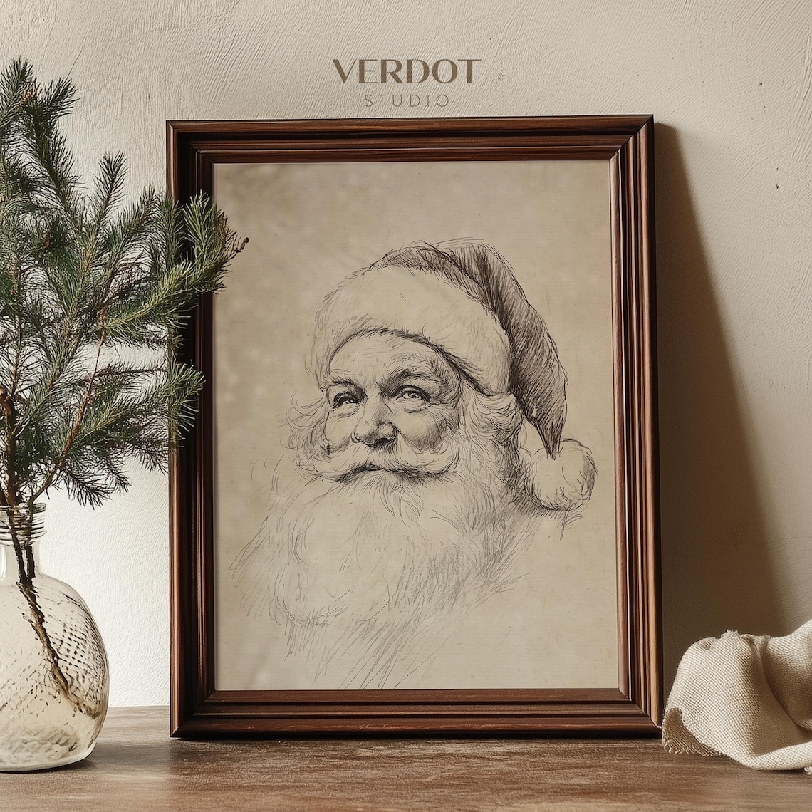 Vintage Santa Claus Christmas Decor Art Print
