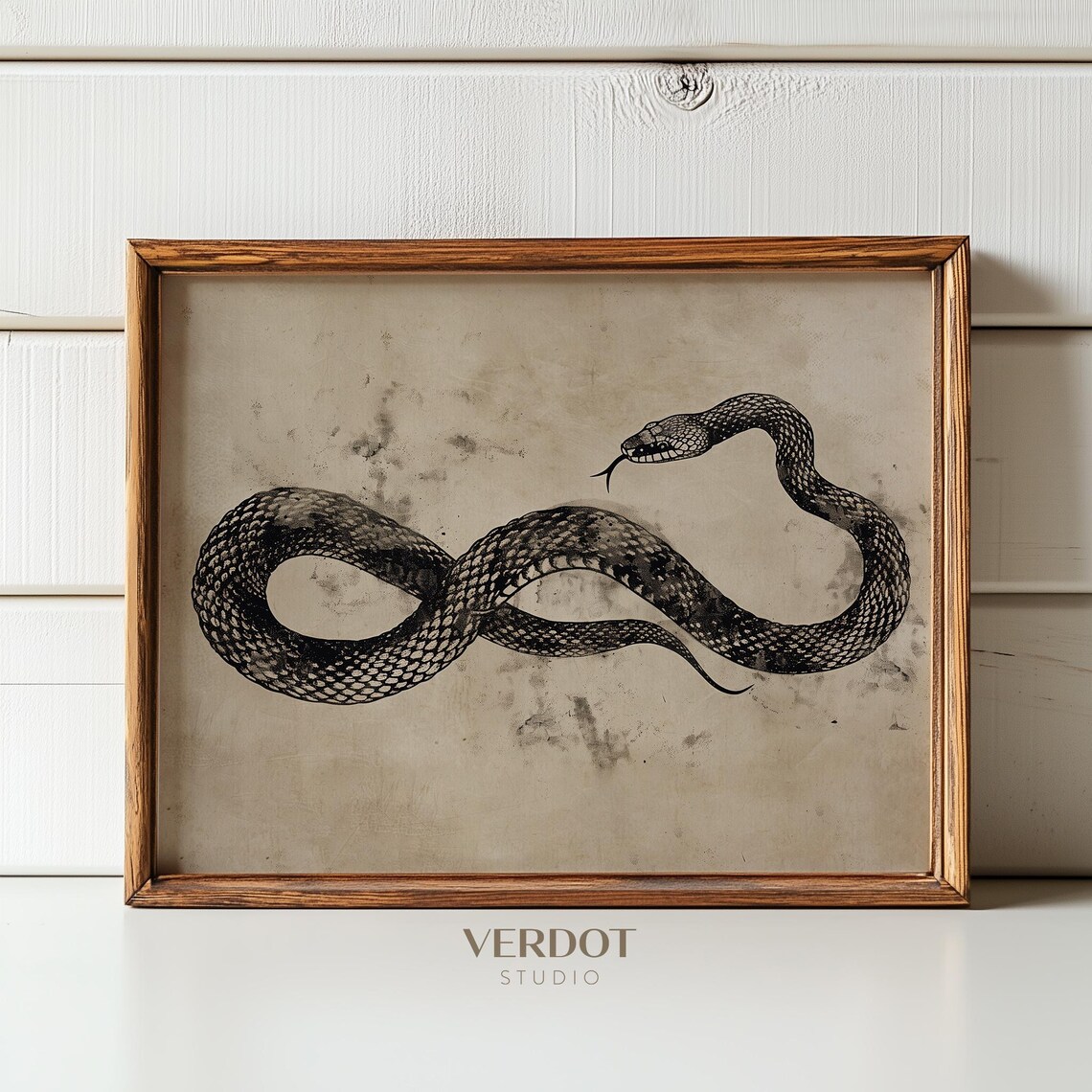 Vintage Snake Halloween Art Print, Rustic Fall Decor