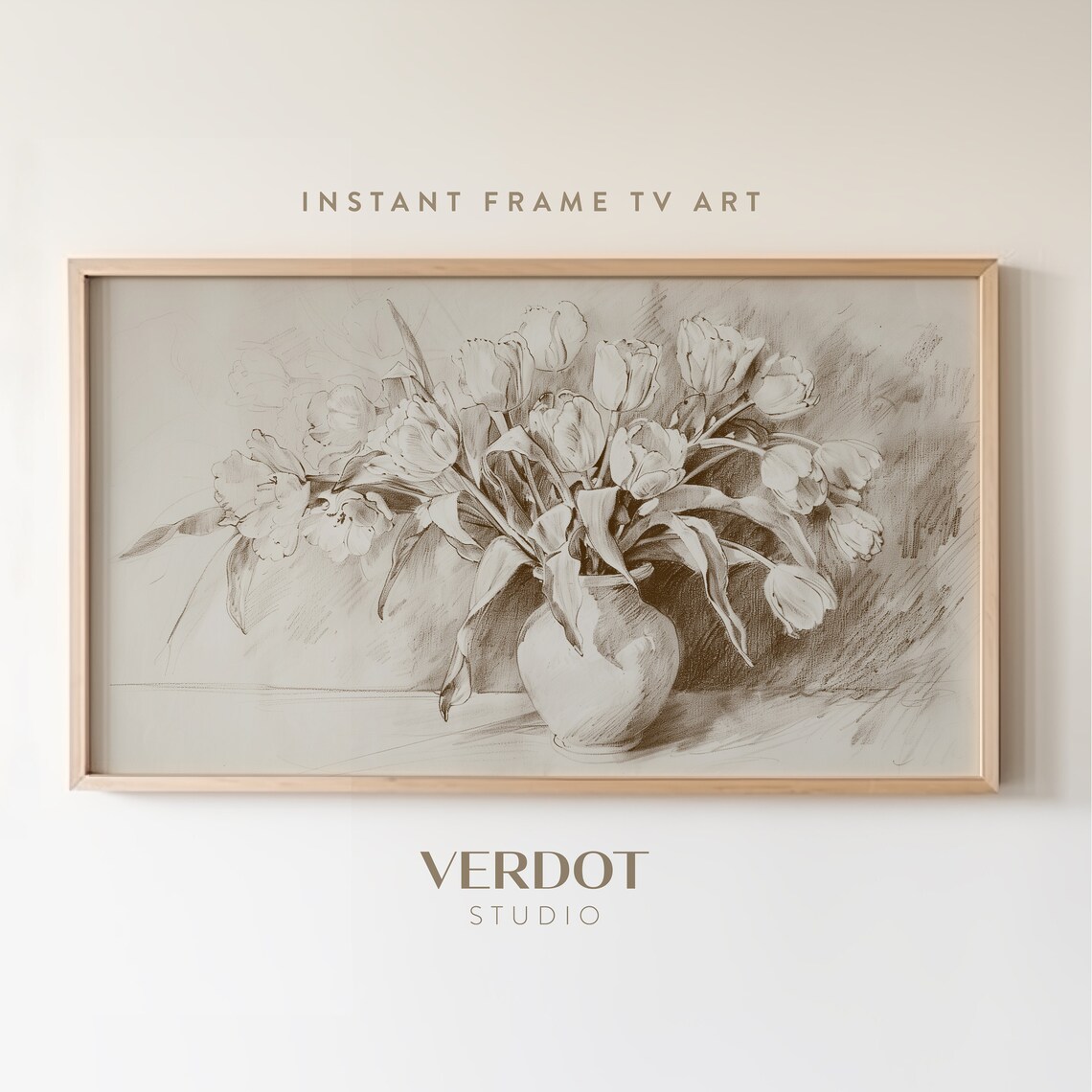 Easter Spring Tulip Flowers Art Print, Vintage Floral Sketch