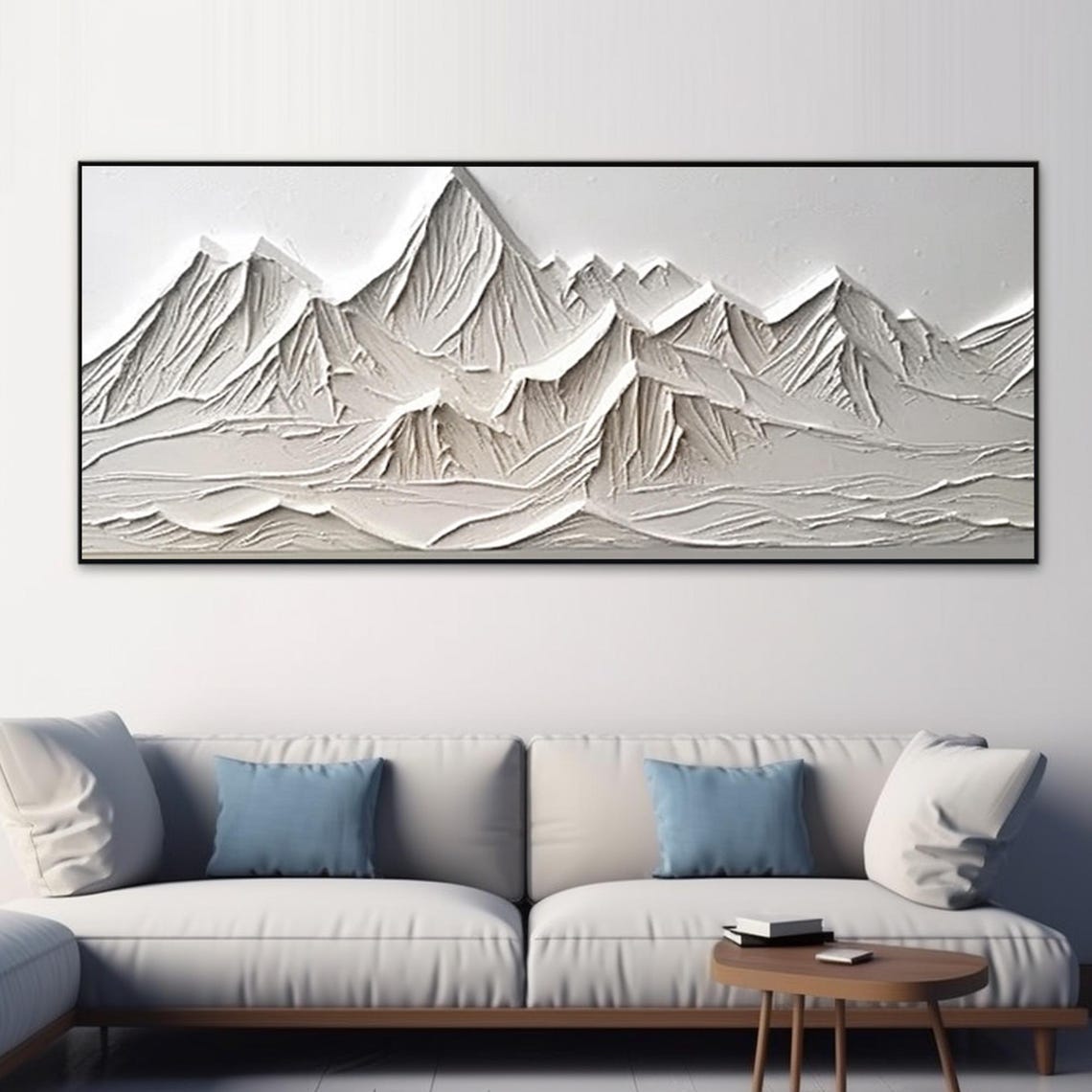 Original White Mountain Painting Abstract Hand Painted 3d Mountains Painting White Snow Mountain Painting Wall Art Decoration - Image 2