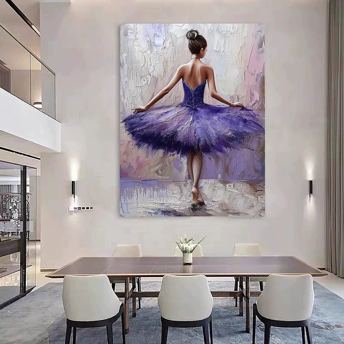 Ballerina Purple Tutu Dress From Behind Oil Painting Dancer Art Poster - Image 2