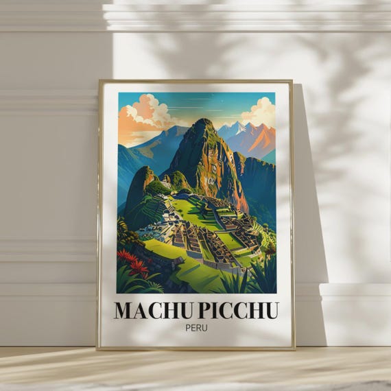 Machu Picchu Travel Poster Peruvian Wall Art Print