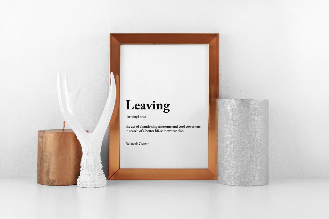 Leaving Definition Funny Office Good Luck Art Print - Image 2