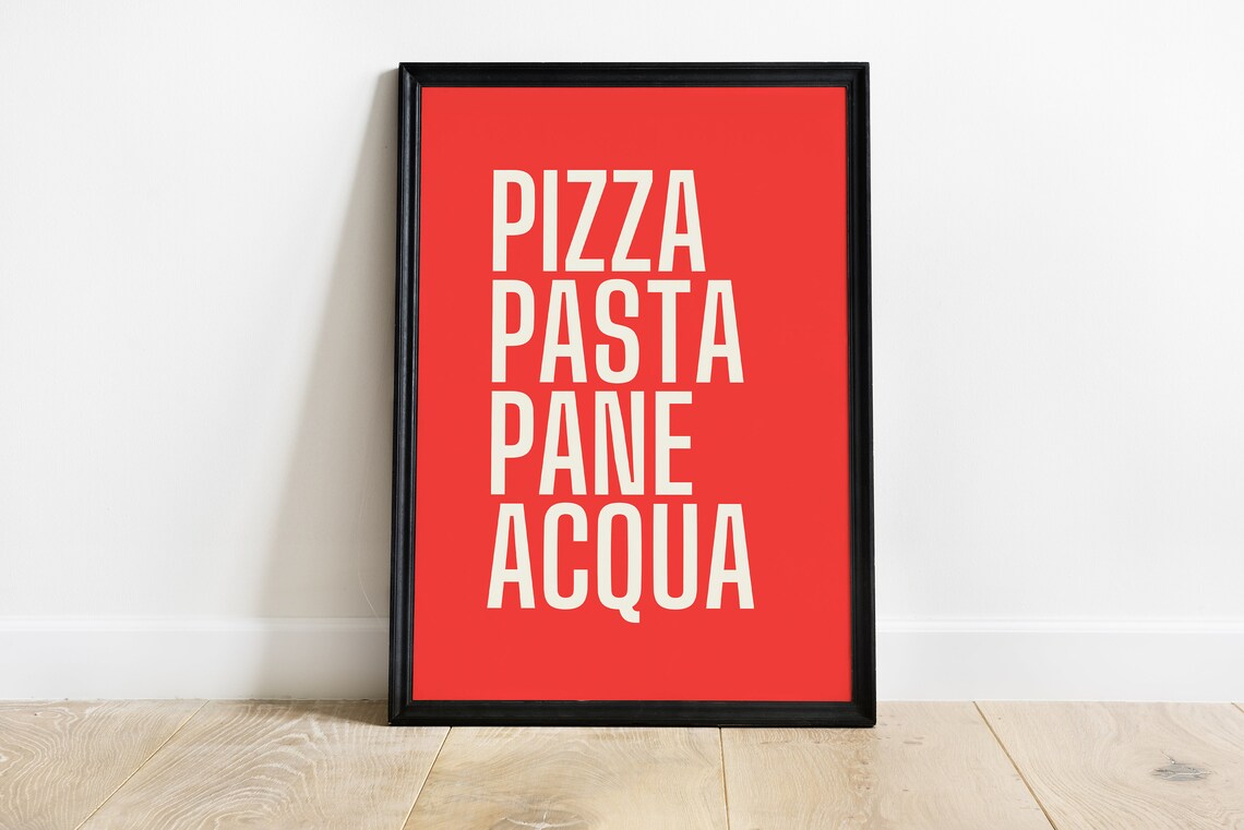 Italian Pizza Pasta Pane Acqua Art Print