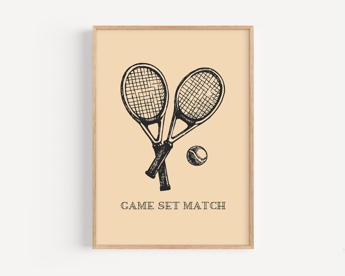 Game Set Match Tennis Poster, Vintage Style