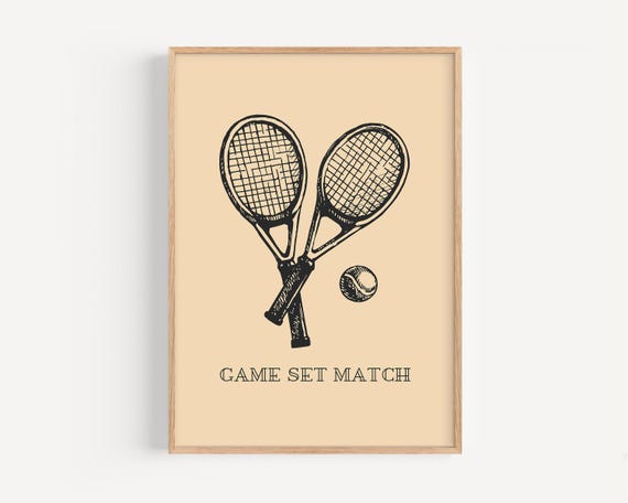Game Set Match Tennis Poster, Vintage Style