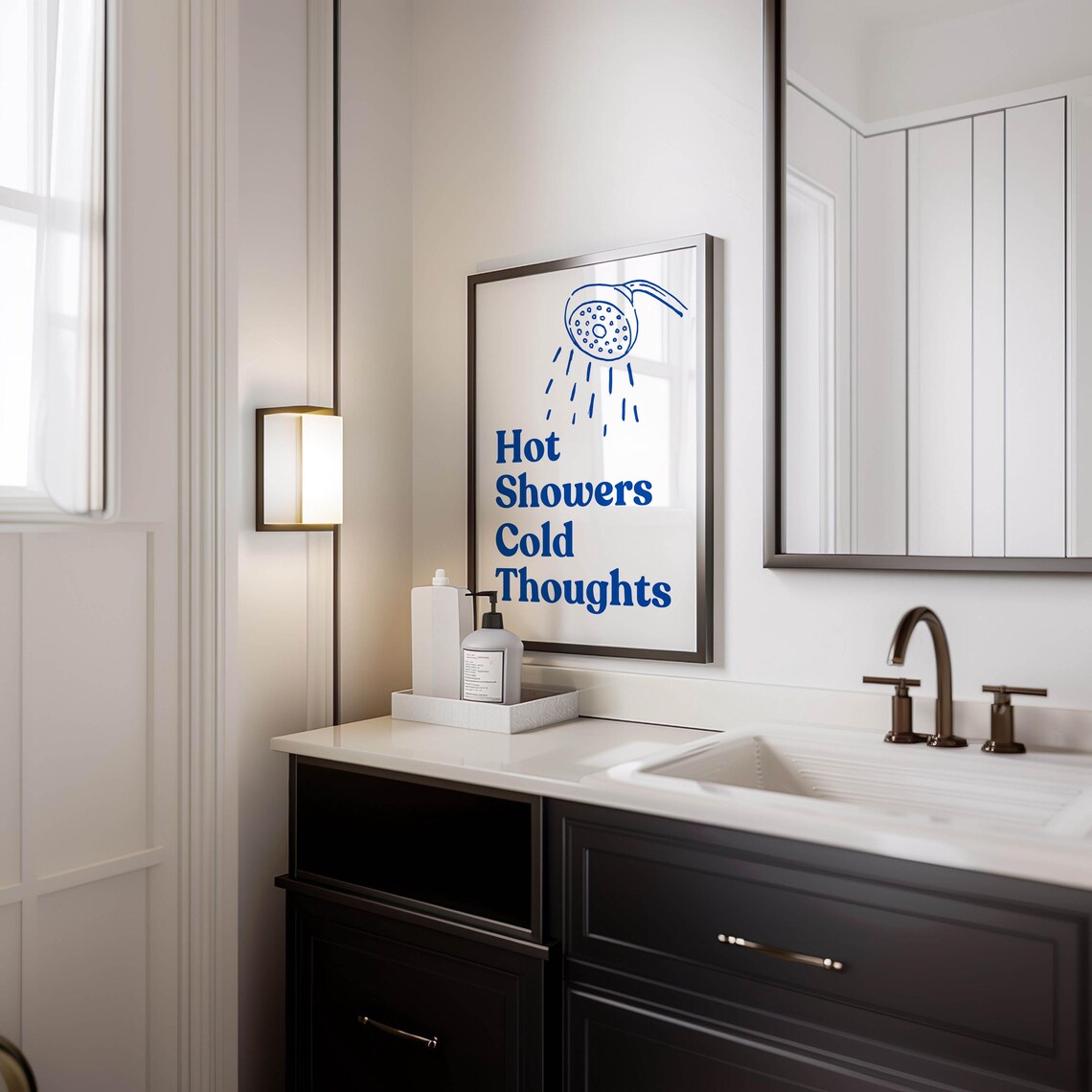 Hot Showers Cold Thoughts Minimalist Bathroom Quote - Image 2